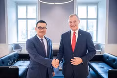 El embajador de Vietnam en Austria, Vu Le Thai Hoang, se reúne con el gobernador del estado de Alta Austria, Thomas Stelzer. (Foto: VNA)
