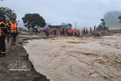 Las fuerzas policiales y militares rescatan y brindan asistencia a los pobladores. (Foto: VNA)