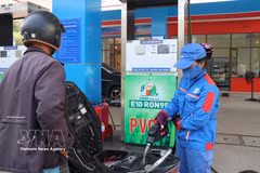 El biocombustible E10 se vende en la gasolinera Tran Phu, en el barrio de Nghia Lo, provincia de Quang Ngai. (Foto: VNA)