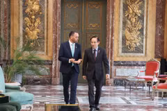 El canciller vietnamita, Le Hoai Trung, se reúne con el viceprimer ministro y titular de Relaciones Exteriores de Bélgica, Maxime Prévot. (Foto: Ministerio de Relaciones Exteriores de Vietnam)