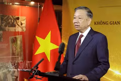 El secretario general del Partido Comunista de Vietnam y presidente de la República, To Lam, interviene en la cita. (Foto: VNA)