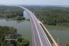 Vista de un tramo de la autopista Ben Luc–Long Thanh que atraviesa el bosque de manglares en la ciudad de Dong Nai. (Foto: VNA)