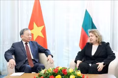 El secretario general del Partido Comunista de Vietnam, To Lam, conversa con la presidenta de la Asamblea Nacional, Natalia Kiselova (Foto: VNA)