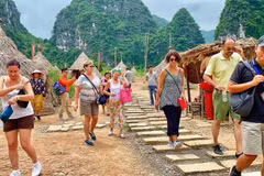 Turistas extranjeros visitan la provincia de Ninh Binh. (Foto: Vietnam+)