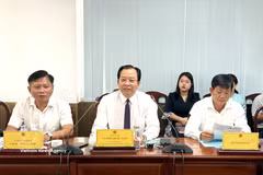 Vuong Quoc Nam (centro), vicepresidente del Comité Popular de la ciudad vietnamita de Can Tho, interviene en la cita. (Foto: VNA)