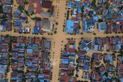 Inundaciones en la ciudad de Thai Nguyen, provincia homónima (Foto: VNA)