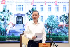 El secretario general del Partido Comunista de Vietnam y presidente de la República, To Lam, interviene en la cita. (Foto: VNA)