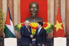 El presidente de Vietnam, Luong Cuong (derecha), recibe al titular de la Cámara de Representantes de Jordania, Mazen Turki El Qadi. (Foto: VNA)