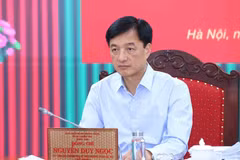 El miembro del Buró Político y jefe de la Comisión de Inspección del Comité Central del Partido Comunista de Vietnam, Nguyen Duy Ngoc, preside la reunión (Foto: VNA)