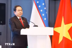 El presidente de la Asamblea Nacional de Vietnam, Tran Thanh Man, interviene en la cita (Foto: VNA)