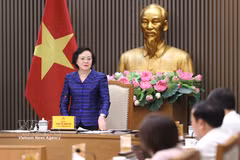 La viceprimera ministra de Vietnam, Pham Thi Thanh Tra, interviene en la cita. (Foto: VNA)