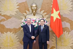 El presidente de la Asamblea Nacional de Vietnam, Tran Thanh Man (derecha), recibe a Achim Post, vicepresidente del Partido Socialdemócrata de Alemania (Foto: VNA)