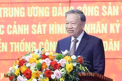 El secretario general del Partido Comunista de Vietnam, To Lam, interviene en la cita (Foto: VNA)