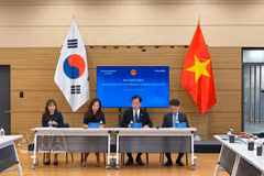El embajador de Vietnam en Corea del Sur, Vu Ho (segundo desde la derecha), preside la cita. (Foto: VNA)