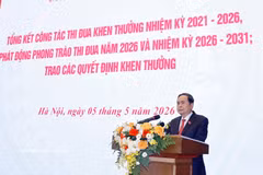 El presidente de la Asamblea Nacional de Vietnam, Tran Thanh Man, interviene en la cita. (Foto: VNA)