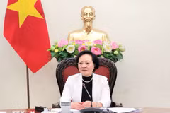 La viceprimera ministra vietnamita Pham Thi Thanh Tra preside la reunión (Foto: VNA)