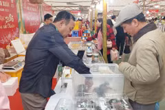 Un cliente visita el stand de productos agrícolas (Foto: VNA)