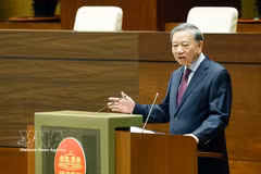 El secretario general del Partido Comunista y presidente de Vietnam, To Lam, interviene en la cita. (Foto: VNA)