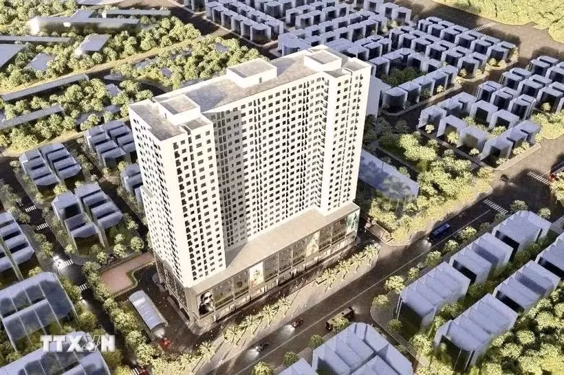 El diseño de un proyecto de vivienda social que ofrece 440 apartamentos para personas de bajos ingresos en la zona urbana de Ha Dinh, en Hanoi. (Foto: VNA)