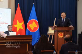 El canciller vietnamita Le Hoai Trung, enviado especial del secretario general To Lam, en el evento. (Foto: VNA)