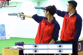 Trinh Thu Vinh y Pham Quang Huy de Vietnam en el torneo (Foto: qdnd.vn)