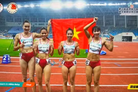 El equipo femenino de relevo 4x400 metros de Vietnam conquistó la medalla de oro. (Foto: Federación de Atletismo de Vietnam)