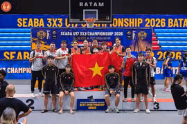 La selección femenina sub-17 de Vietnam gana la medalla de bronce en el Campeonato SEABA U17 de baloncesto 3x3 del Sudeste Asiático 2026. (Foto: Federación de Baloncesto de Vietnam).