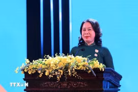 La vicepresidenta Vo Thi Anh Xuan habla en el evento. (Foto: VNA)