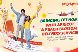 Vietjet lanza servicio de transporte de flores de melocotón y albaricoque con motivo del Tet 2025