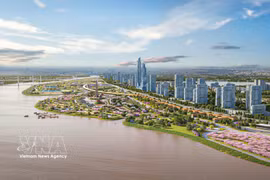 Con una inversión estimada en alrededor de 32,4 mil millones de dólares, el proyecto se desplegará sobre unas 11 mil hectáreas y se extenderá desde el puente Song Hong hasta el puente Me So, atravesando 19 comunas y distritos de Hanoi a lo largo de aproximadamente 80 kilómetros. (Imagen ilustrativa: VNA)