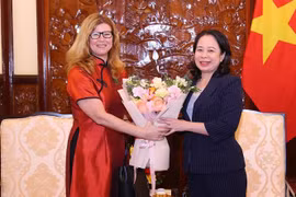 La vicepresidenta de Vietnam, Vo Thi Anh Xuan, recibe a Silvia Danailov, representante del Fondo de las Naciones Unidas para la Infancia (UNICEF) en el país indochino. (Foto: VNA)