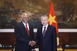 El secretario general del Partido Comunista de Vietnam,To Lam, y Salvador Valdés Mesa, miembro del Buró Político del Partido Comunista de Cuba (PCC) y vicepresidente del país caribeño. (Foto: VNA)