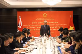 El viceprimer ministro Nguyen Hoa Binh, habla en la reunión. (Foto: VNA)