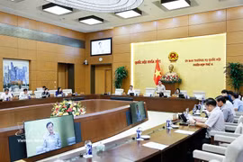 El vicepresidente de la Asamblea Nacional Nguyen Khac Dinh habla en el evento. (Foto: VNA)