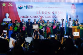 Combatientes voluntarios vietnamitas condecorados por el Estado de Laos