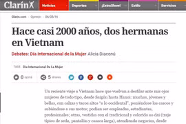 Prensa argentina destaca las heroínas hermanas vietnamitas Trung