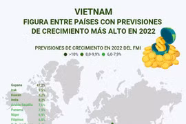 Vietnam figura entre países con previsiones de crecimiento más alto en 2022