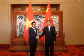 El ministro vietnamita de Industria y Comercio, Nguyen Hong Dien, y el viceprimer ministro chino He Lifeng. (Foto: VNA)