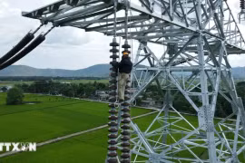 La línea de transmisión eléctrica de 500 kV circuito 3 desde Quang Trach, en la provincia central de Quang Binh, hasta Pho Noi, en la norteña de Hung Yen. (Foto: VNA)