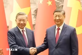 El secretario general del Comité Central del Partido Comunista de Vietnam y presidente del país, To Lam, y su homólogo chino, Xi Jinping. (Foto: VNA)