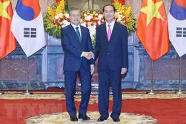 Recibe presidente de Vietnam a su homólogo de Sudcorea en el Palacio presidencial 