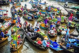 Mercado flotante – matiz único de zonas ribereñas en el Delta del Mekong
