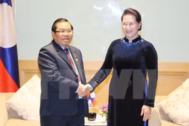 Presidenta del Parlamento vietnamita recibe a líderes legislativos extranjeros 