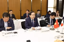 El presidente de la Asamblea Nacional de Vietnam, Tran Thanh Man, habla en el encuentro (Foto: VNA)