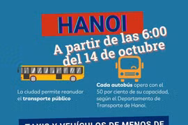 Hanoi reanuda operación del transporte público de pasajeros