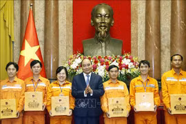 Presidente vietnamita se reúne con excelentes trabajadores de sector electricidad