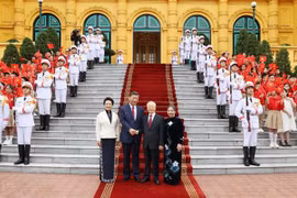 Efectúan acto de bienvenida al máximo dirigente de China