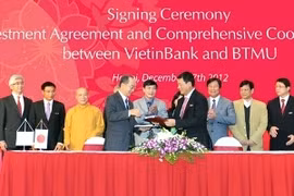 El Banco de Industria y Comercio de Vietnam (Vietinbank) firmó hoy un contrato para vender el 20 por ciento de sus acciones al Banco japonés de Tokio-Mitsubishi UFJ (BTMU). (Fuente: VNA)
