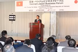 El presidente vietnamita Truong Tan Sang participa en el Foro Empresarial Vietnam – Japón. (Fuente: VNA9)