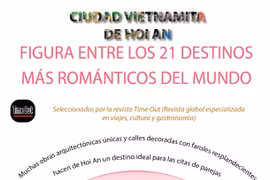 Ciudad vietnamita de Hoi An entre los 21 destinos más románticos del mundo